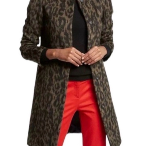 Boden Imelda Leopard Print Wool Coat 8P NWOT - Picture 2 of 7